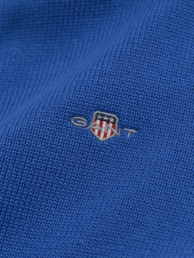 Azul - GANT Jumper casual de algodão com zíper em um quarto - Imagem 7 de 7