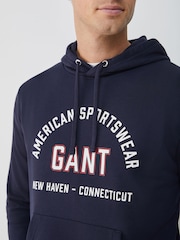 GANT Blue Graphic Logo Hoodie - Image 6 of 7