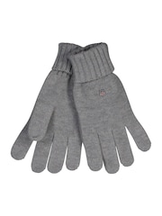 Gris - GANT Cotton Blend Logo Wool Gloves - Imagen 1 de 1