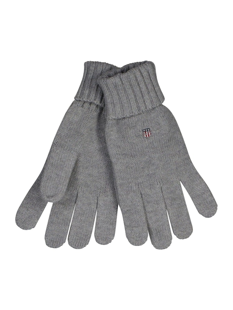 Gris - GANT Cotton Blend Logo Wool Gloves - Imagen 1 de 1