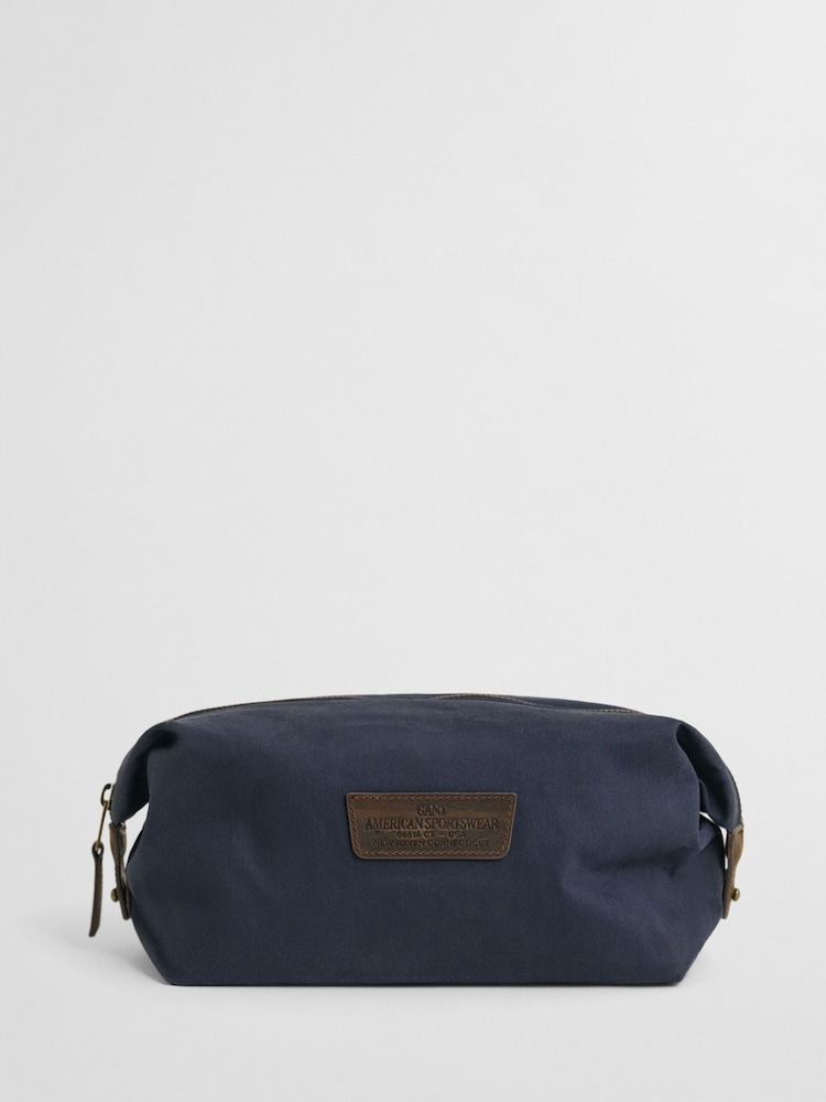 GANT Blue Waxed Cotton Wash Bag - Image 1 of 4