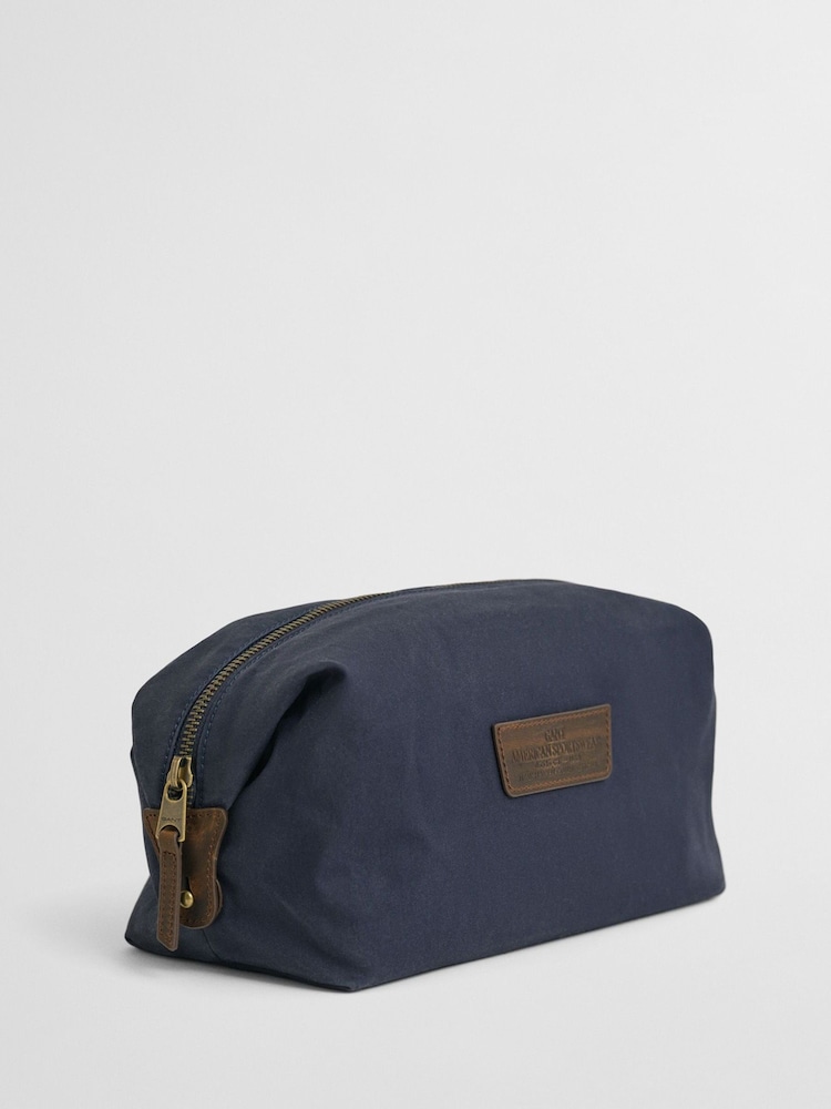 GANT Blue Waxed Cotton Wash Bag - Image 2 of 4