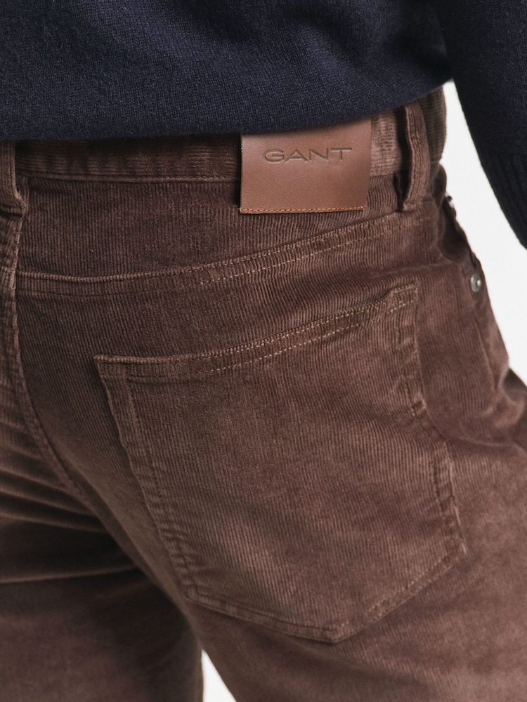 GANT Light Brown Cord Regular Fit Cotton Stretch Jeans - Image 6 of 6