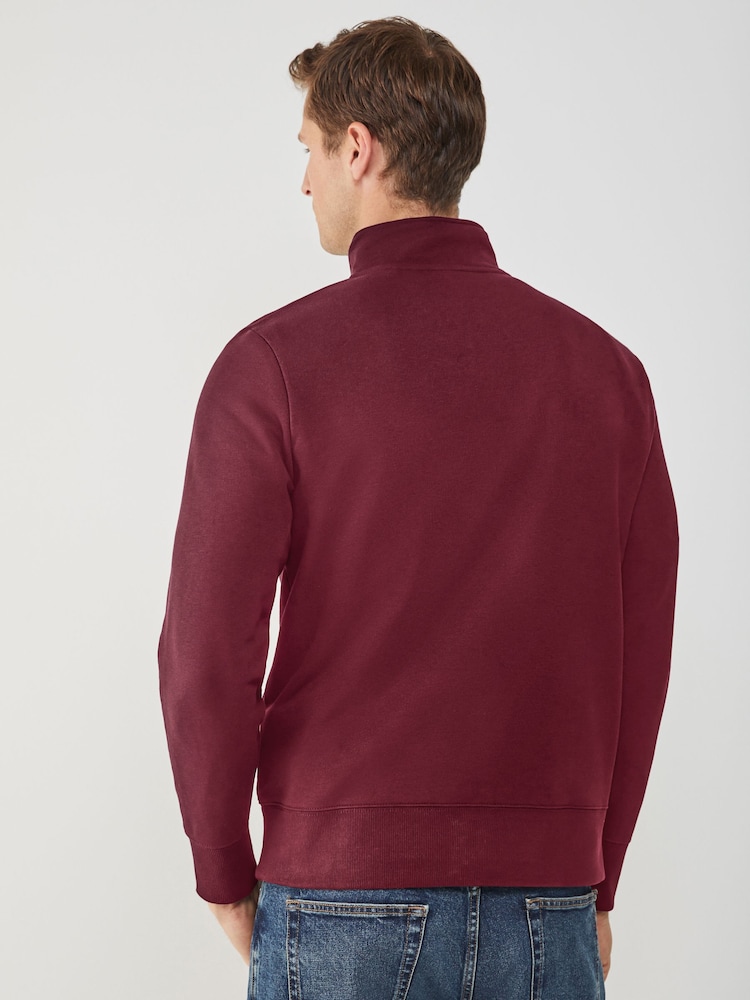 GANT Red Graphic Logo Half ZIp Sweatshirt - Image 2 of 4 GANT Red Graphic Logo Half ZIp Sweatshirt - Image 2 of 4
