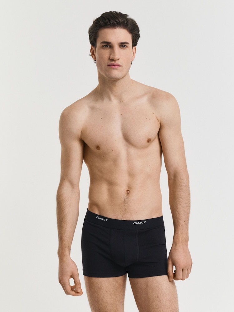 GANT Black Stretch Cotton Boxer Trunks 3-Pack - Image 2 of 3