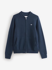 GANT Blue Casual Cotton Zip Bomber Knit Cardigan - Image 1 of 1