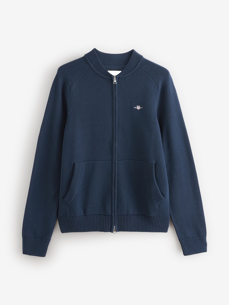 GANT Blue Casual Cotton Zip Bomber Knit Cardigan - Image 1 of 1