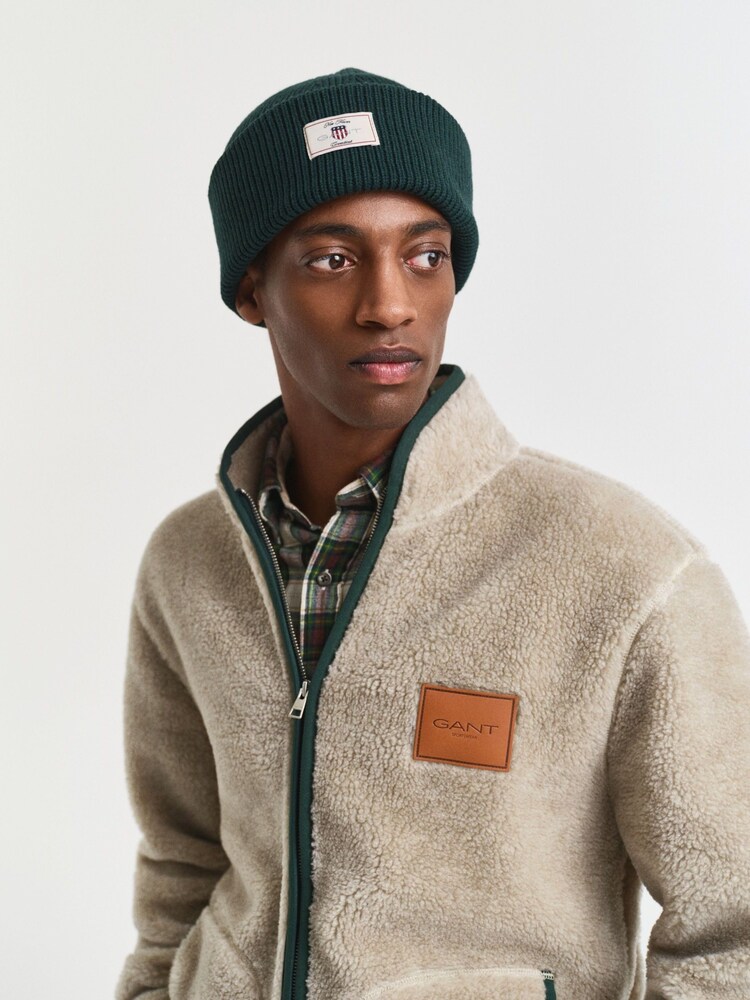GANT Green Wool Blend Ribbed Beanie Hat - Image 2 of 2