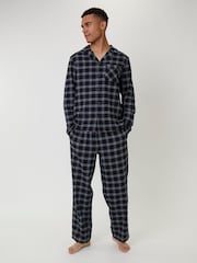 Loungeable Black Long Sleeved Top And Traditonal Trousers Pyjamas Set - Image 1 of 6