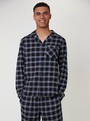 Loungeable Black Long Sleeved Top And Traditonal Trousers Pyjamas Set - Image 3 of 6
