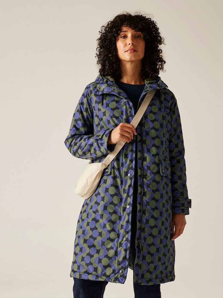 Regatta Blue Orla Long Length Waterproof Jacket - Image 1 of 9