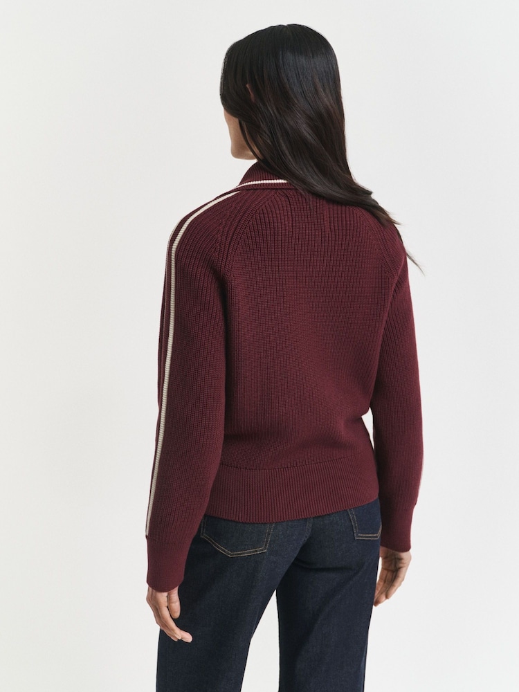 GANT Red Varsity Zip Through Cardiigan - Image 2 of 5