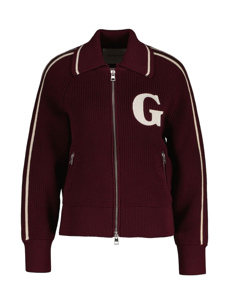 GANT Red Varsity Zip Through Cardiigan - Image 5 of 5
