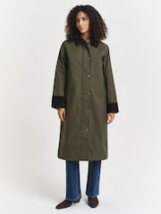 GANT Green Waxed Cotton Relaxed Long Car Coat - Image 3 of 9
