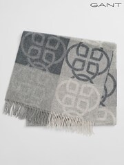 GANT Grey Monogram Pattern Wool Scarf - Image 1 of 2
