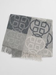 GANT Grey Monogram Pattern Wool Scarf - Image 2 of 2