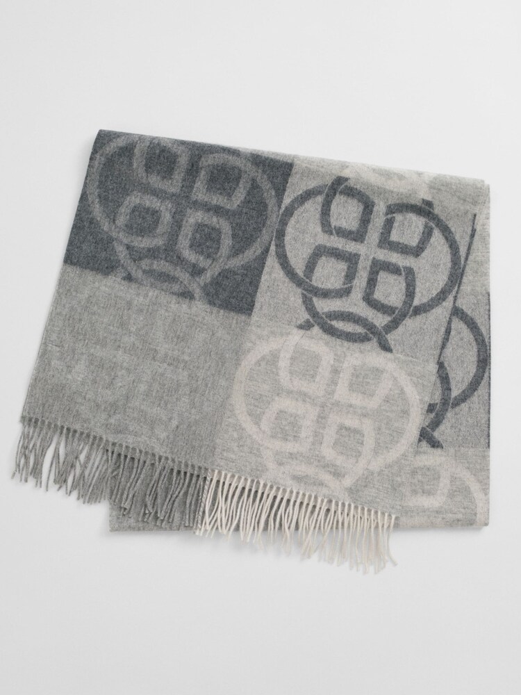 GANT Grey Monogram Pattern Wool Scarf - Image 2 of 2