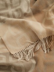 GANT Green Monogram Pattern Wool Scarf - Image 3 of 5