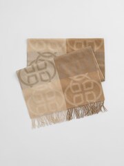 GANT Green Monogram Pattern Wool Scarf - Image 4 of 5