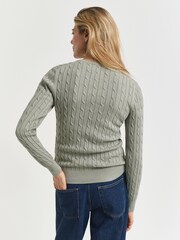 GANT Green Stretch Cotton Cable Knit Jumper - Image 2 of 5