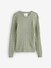 GANT Green Stretch Cotton Cable Knit Jumper - Image 5 of 5