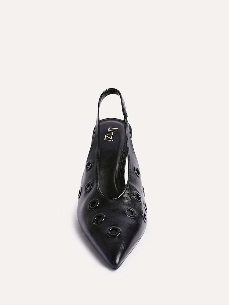 Linzi Black Abel Sligback Courts Heels with Eyelet Detail - Image 7 of 7