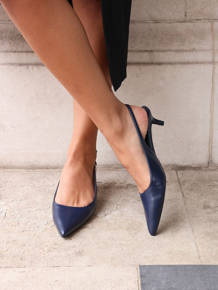 Linzi Blue Elvira Kitten Heel Slingback Courts - Image 2 of 6 Linzi Blue Elvira Kitten Heel Slingback Courts - Image 2 of 6