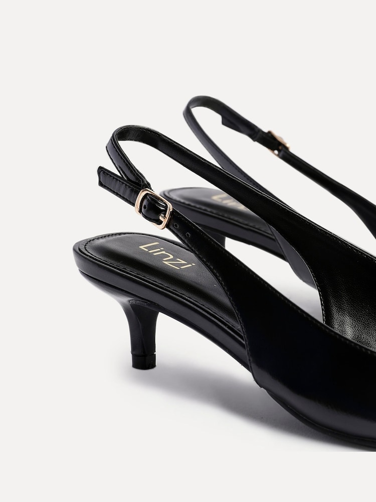 Linzi Black Elvira Kitten Heel Slingback Courts - Image 5 of 5 Linzi Black Elvira Kitten Heel Slingback Courts - Image 5 of 5