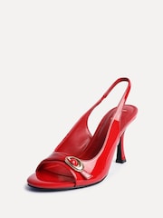 أحمر - Linzi Potion Peep Toe Slingback Heels With Buckle Detail - صورة 3 من 5