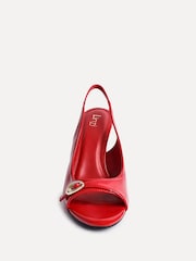 أحمر - Linzi Potion Peep Toe Slingback Heels With Buckle Detail - صورة 4 من 5
