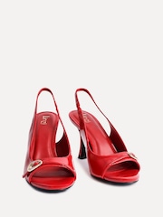 أحمر - Linzi Potion Peep Toe Slingback Heels With Buckle Detail - صورة 5 من 5