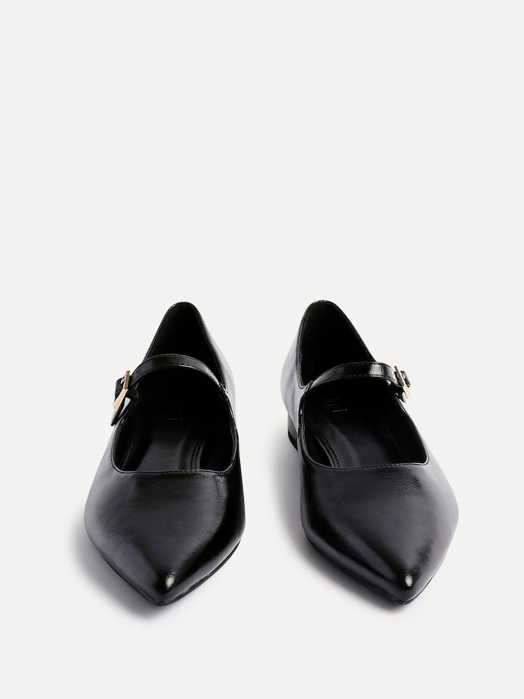 Linzi Black Seattle Pointed Toe Mary Jane Flats - Image 2 of 5