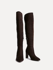 Linzi Brown Demand Over The Knee Block Heeled Boots - Image 4 of 6