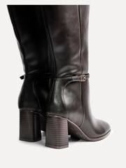 Linzi Brown Midtown Block Heel High Leg Boots With Buckle Detail - Image 7 of 7