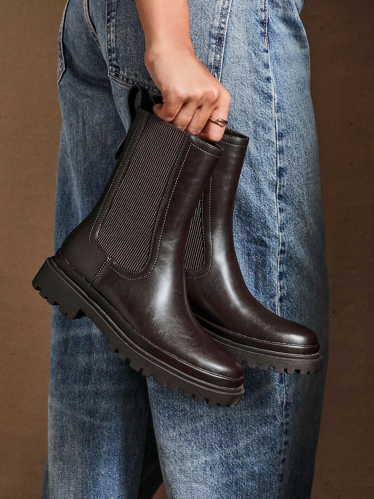 Linzi Brown Command Chunky Sole Chelsea Boots - Image 1 of 5 Linzi Brown Command Chunky Sole Chelsea Boots - Image 1 of 5