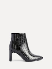 Linzi Black Dark Alisha Point Toe Block Heeled Ankle Boots - Image 4 of 7