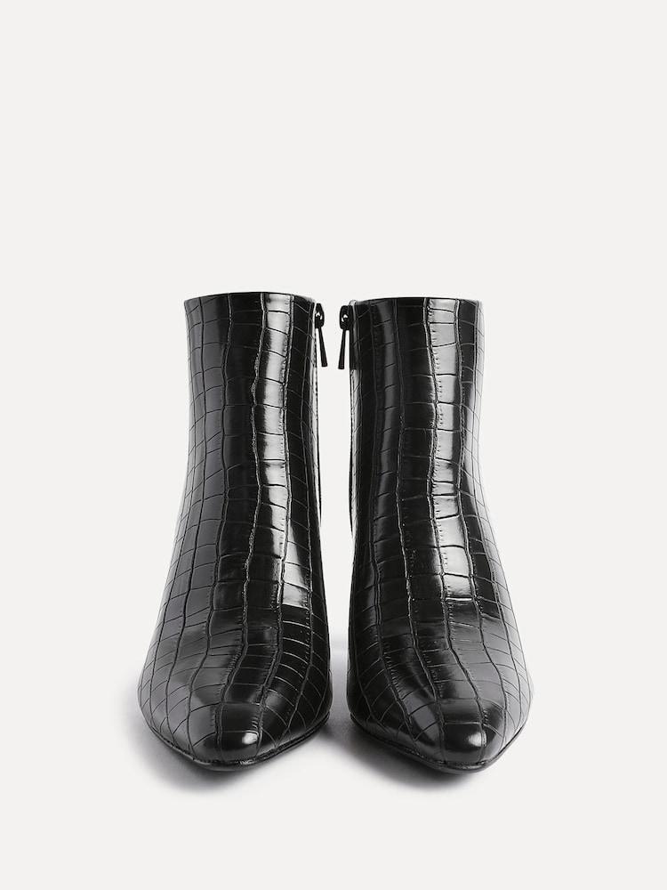 Linzi Black Dark Alisha Point Toe Block Heeled Ankle Boots - Image 7 of 7