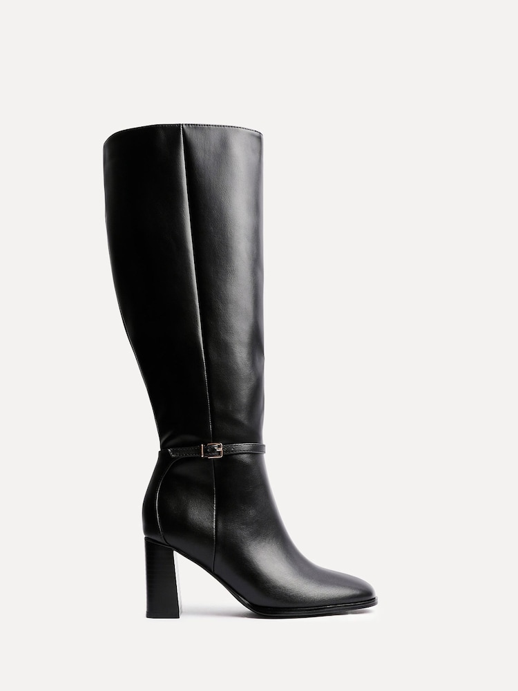 Linzi Black Midtown Block Heel High Leg Boots With Buckle Detail - Image 2 of 5 Linzi Black Midtown Block Heel High Leg Boots With Buckle Detail - Image 2 of 5