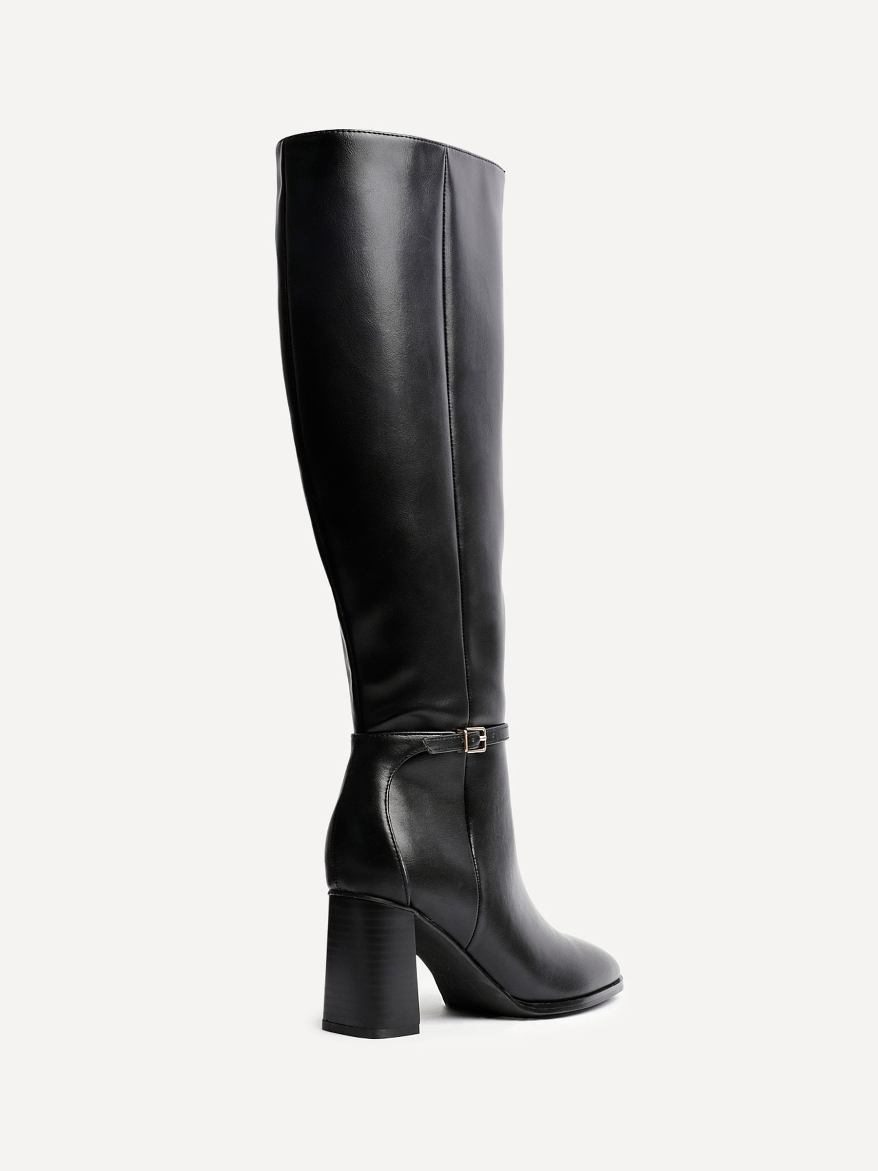 Buy Linzi Black Midtown Block Heel High Leg Boots With Buckle