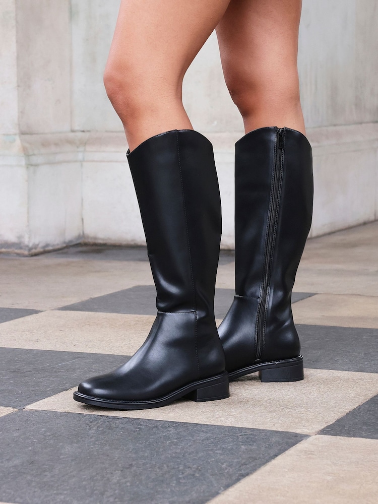 Linzi Black Explore Square Toe High Leg Boots - Image 2 of 6