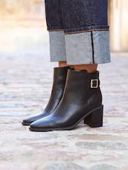 Linzi Black Rise Block Heeled Ankle Boots With Buckle Detail - Image 2 of 5