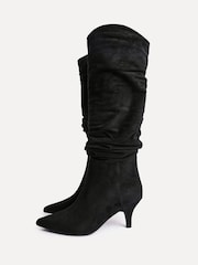 Schwarz - Linzi Esteem Ruched Kitten Heel High Leg Boots - Bild 4 von 4
