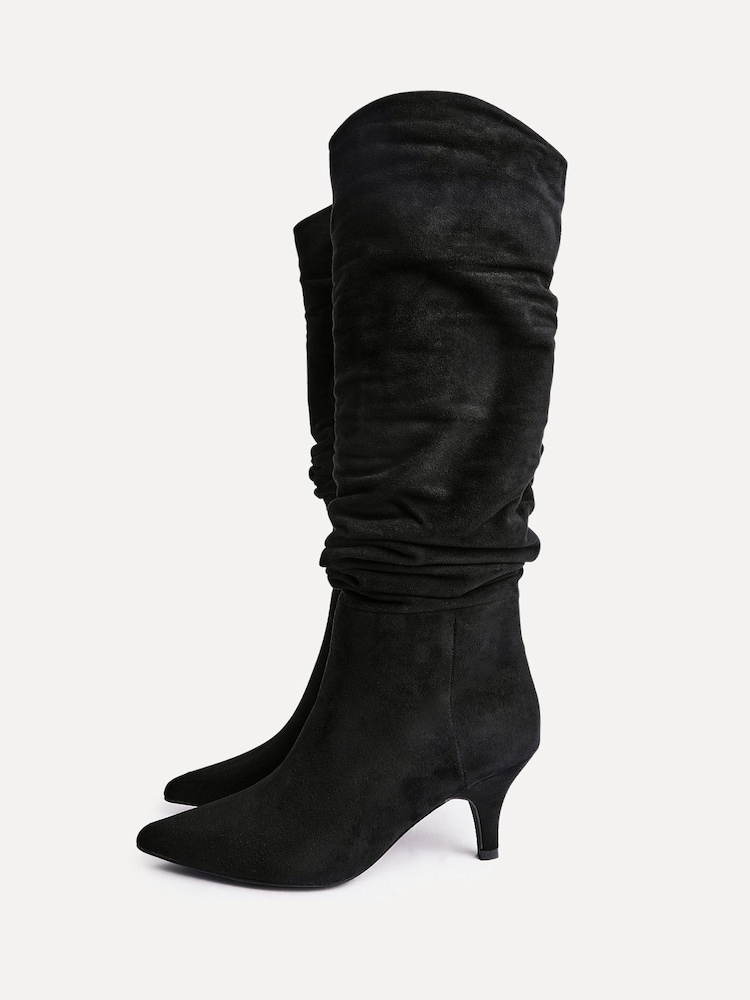 Schwarz - Linzi Esteem Ruched Kitten Heel High Leg Boots - Bild 4 von 4