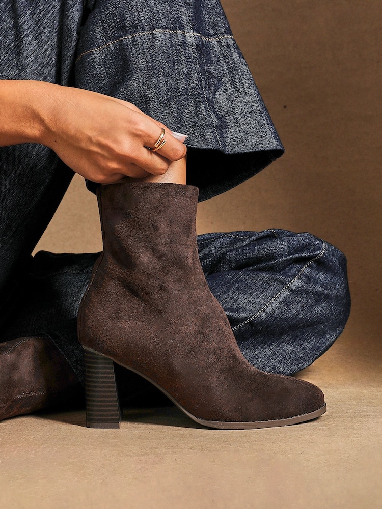 Linzi Brown Approach Round Toe Block Heeled Ankle Boots - Image 1 of 5 Linzi Brown Approach Round Toe Block Heeled Ankle Boots - Image 1 of 5