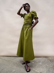Ro&Zo Green Cotton Poplin Culottes - Image 2 of 3