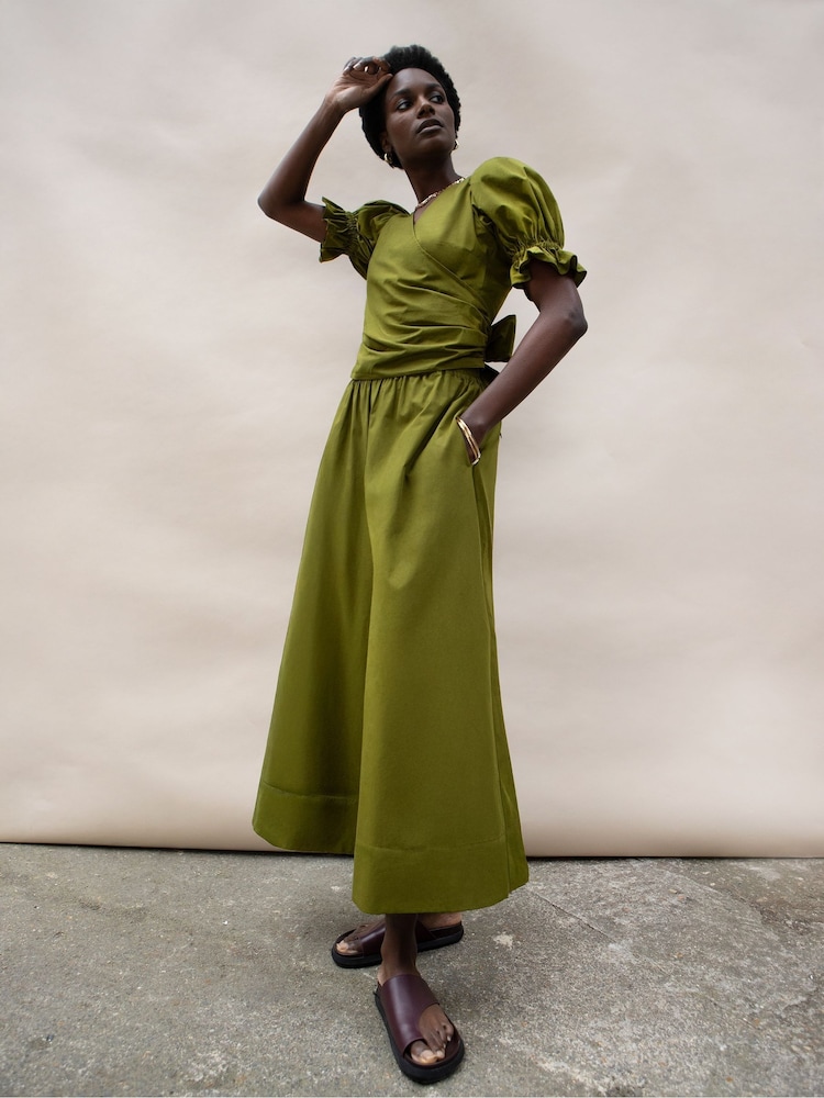 Ro&Zo Green Cotton Poplin Culottes - Image 2 of 3
