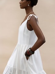 Ro&Zo Cream Linen Tie Strap Dress - Image 2 of 4