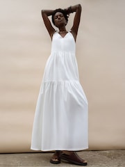 Ro&Zo Cream Linen Tie Strap Dress - Image 3 of 4