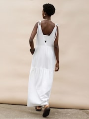 Ro&Zo Cream Linen Tie Strap Dress - Image 4 of 4