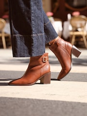 Linzi Brown Rise Block Heeled Ankle Boots With Buckle Detail - Image 2 of 7
